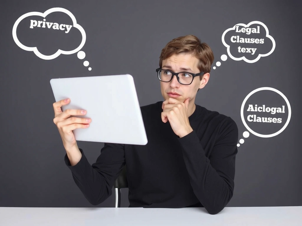 Persona revisando una lista de derechos de privacidad en una tableta.