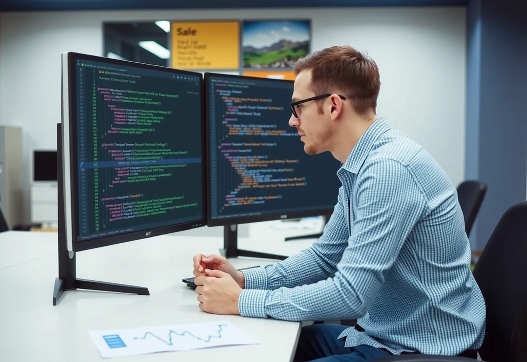 Desarrollador web trabajando en un código de programación