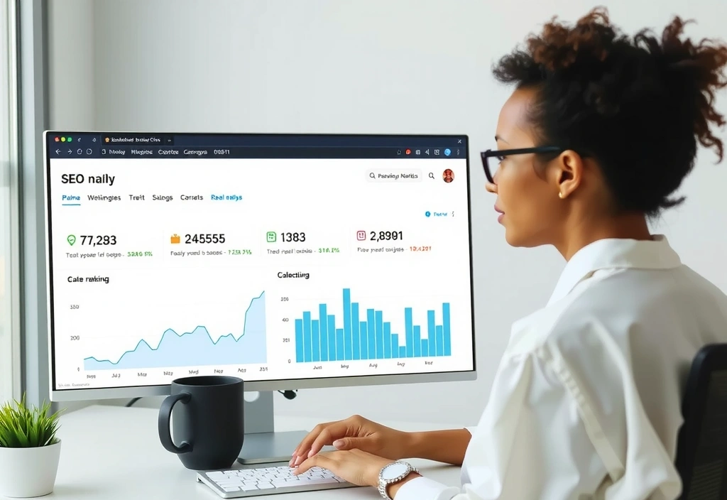 Experto en SEO analizando métricas de tráfico web