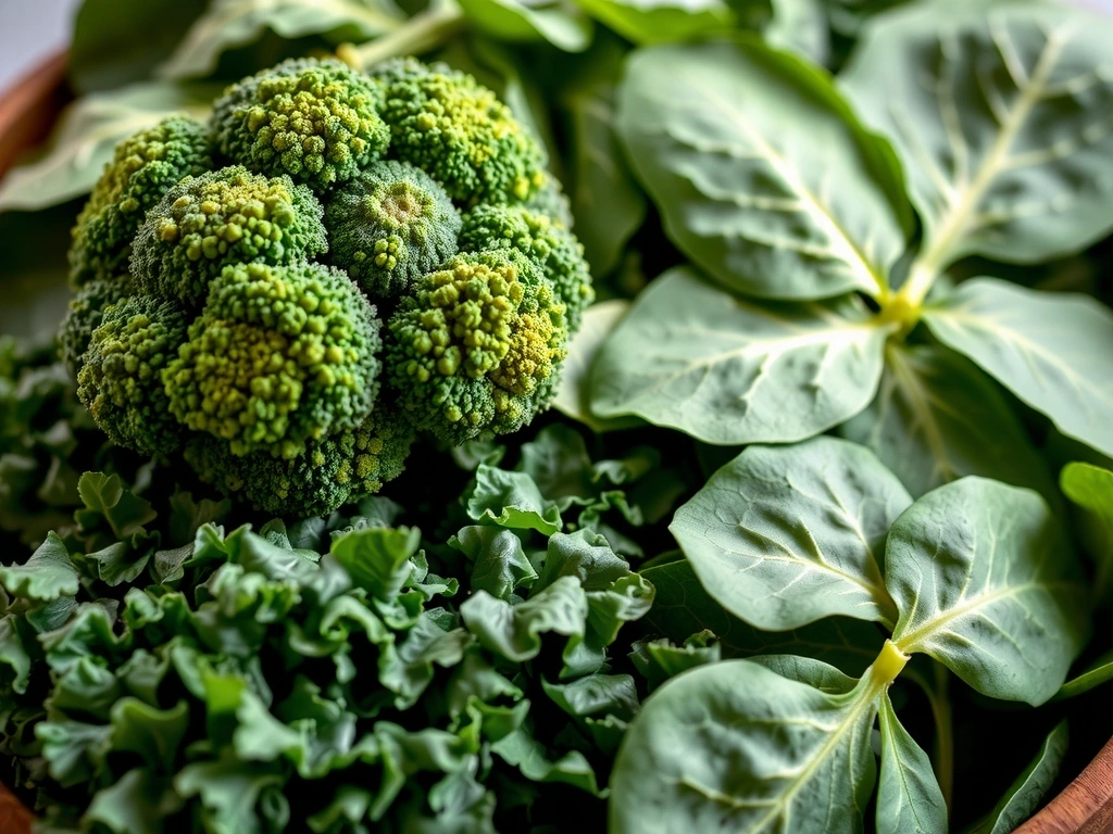 Verduras de hoja verde como brócoli, col rizada y espinacas, ricas en Vitamina K.